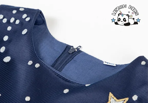 LEZONKIDS - Customizable Designer Children's Clothing Golden Printed Sleeveless Girls Dress for School Performance